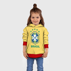 Толстовка-худи детская Brazil Team, цвет: 3D-красный — фото 2