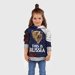 Толстовка-худи детская Russia: Roaring Bear, цвет: 3D-меланж — фото 2