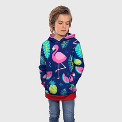 Толстовка-худи детская Фруктовый фламинго, цвет: 3D-красный — фото 2
