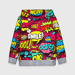 Толстовка-худи детская Слова из комиксов, цвет: 3D-меланж