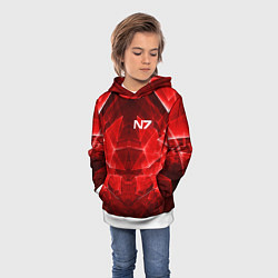 Толстовка-худи детская Mass Effect: Red Armor N7, цвет: 3D-белый — фото 2