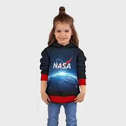 Толстовка-худи детская NASA: Sunrise Earth, цвет: 3D-красный — фото 2