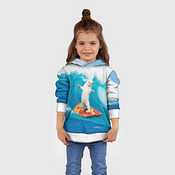 Толстовка-худи детская Кот-серфер, цвет: 3D-белый — фото 2