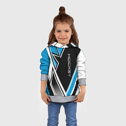Толстовка-худи детская Hockey black blue white, цвет: 3D-меланж — фото 2