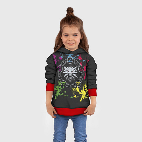 Детская толстовка Ведьмак: Сила стихий / 3D-Красный – фото 4
