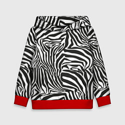 Толстовка-худи детская Полосы шкура зебры, цвет: 3D-красный