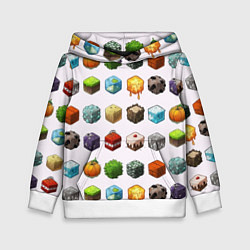 Толстовка-худи детская Minecraft Cubes, цвет: 3D-белый