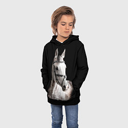 Толстовка-худи детская Серный в яблоках конь, цвет: 3D-черный — фото 2