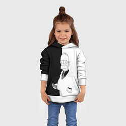 Толстовка-худи детская Гомер Симпсон - в смокинге - black and white, цвет: 3D-белый — фото 2