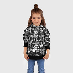 Толстовка-худи детская I am army and I lover BTS, цвет: 3D-черный — фото 2