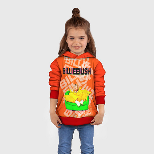 Детская толстовка Billie Eilish: Orange Mood / 3D-Красный – фото 4