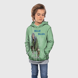 Толстовка-худи детская Billie Eilish: Green Motive, цвет: 3D-меланж — фото 2