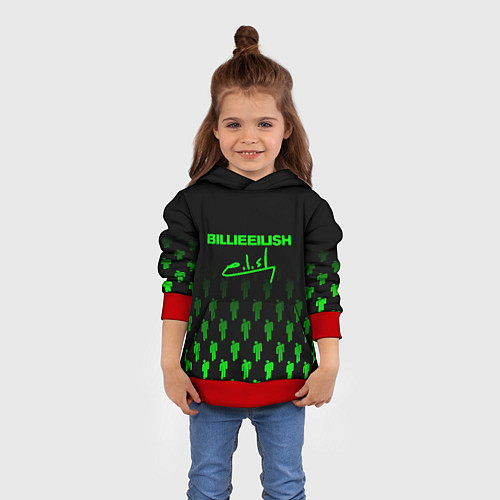 Детская толстовка Billie Eilish: Green & Black Autograph / 3D-Красный – фото 4