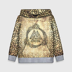 Толстовка-худи детская Валькнут символ павших в битве, цвет: 3D-меланж