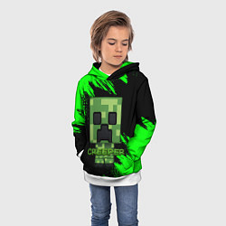 Толстовка-худи детская MINECRAFT CREEPER, цвет: 3D-белый — фото 2