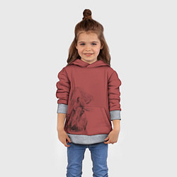 Толстовка-худи детская Конь на красном фоне, цвет: 3D-меланж — фото 2