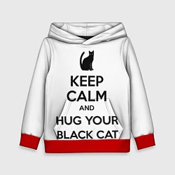 Толстовка-худи детская Обними своего черного кота, цвет: 3D-красный