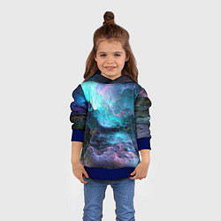 Толстовка-худи детская Космос фрактал, цвет: 3D-синий — фото 2
