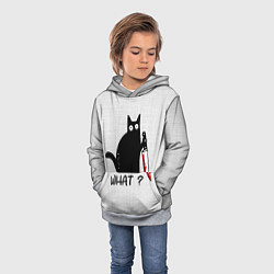 Толстовка-худи детская What cat, цвет: 3D-меланж — фото 2