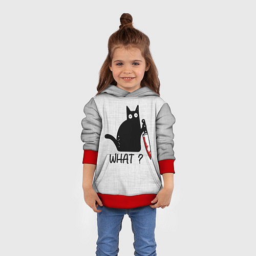 Детская толстовка What cat / 3D-Красный – фото 4