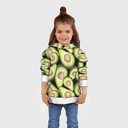 Толстовка-худи детская Avocado background, цвет: 3D-белый — фото 2