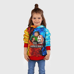 Толстовка-худи детская MINECRAFT, цвет: 3D-красный — фото 2