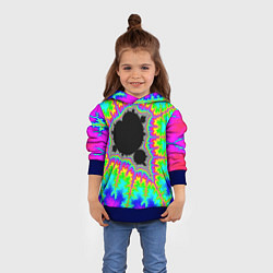 Толстовка-худи детская Фрактальная кислотная черная дыра - множество Манд, цвет: 3D-синий — фото 2