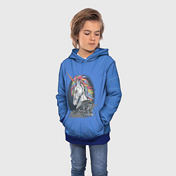 Толстовка-худи детская Единорог Rock, цвет: 3D-синий — фото 2