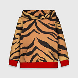 Толстовка-худи детская Тигриный камуфляж, цвет: 3D-красный