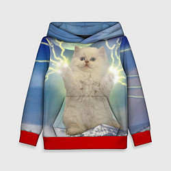 Толстовка-худи детская Грозовой Котик, цвет: 3D-красный