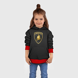 Толстовка-худи детская Lamborghini logo n carbone, цвет: 3D-красный — фото 2