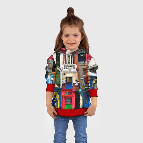 Детская толстовка London doors цифровой коллаж / 3D-Красный – фото 4