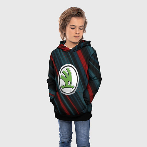 Детская толстовка Шкода большое лого / 3D-Черный – фото 3