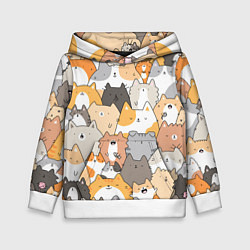 Толстовка-худи детская Кошачья стая, цвет: 3D-белый