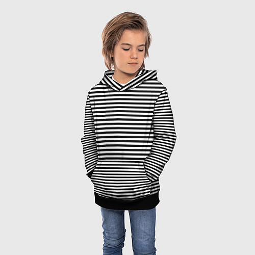 Детская толстовка В ЧЕРНО-БЕЛУЮ ПОЛОСКУ / 3D-Черный – фото 3