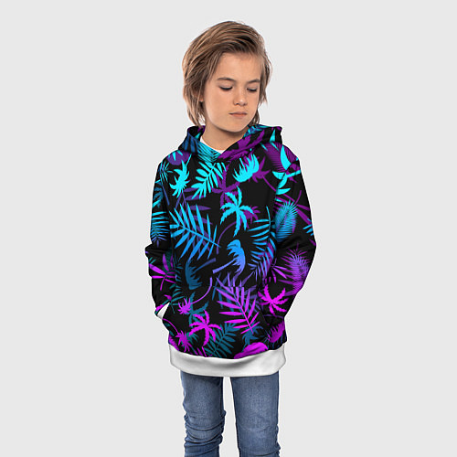 Детская толстовка ТРОПИЧЕСКИЕ ПАЛЬМЫ / 3D-Белый – фото 3