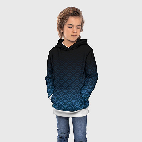 Детская толстовка Узор круги темный синий / 3D-Белый – фото 3