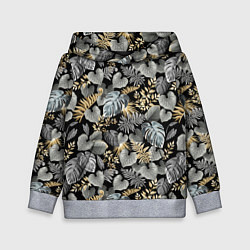 Толстовка-худи детская Серебряные листочки, цвет: 3D-меланж