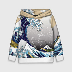 Толстовка-худи детская The great wave off kanagawa, цвет: 3D-белый