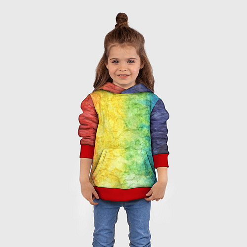 Детская толстовка Разноцветный акварель градиент / 3D-Красный – фото 4