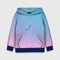 Толстовка-худи детская Чайки птицы полет градиент, цвет: 3D-синий