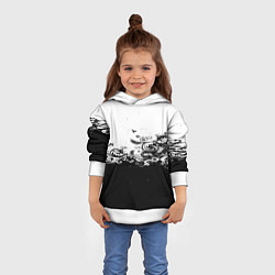 Толстовка-худи детская Узоры линии черный белый чб, цвет: 3D-белый — фото 2