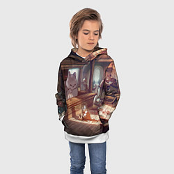 Толстовка-худи детская Кошачий город, цвет: 3D-белый — фото 2