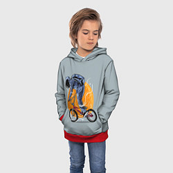 Толстовка-худи детская Космический велосипедист Z, цвет: 3D-красный — фото 2
