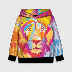 Толстовка-худи детская Акварельный лев, цвет: 3D-черный