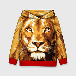Толстовка-худи детская Взгляд льва, цвет: 3D-красный
