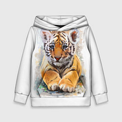 Толстовка-худи детская Tiger Art, цвет: 3D-белый
