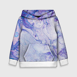 Толстовка-худи детская Разводы сиреневой краской, цвет: 3D-белый