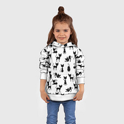Толстовка-худи детская КОШКИ ЧЕРНОЕ НА БЕЛОМ, цвет: 3D-белый — фото 2