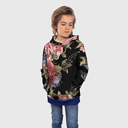 Толстовка-худи детская Цветы, цвет: 3D-синий — фото 2